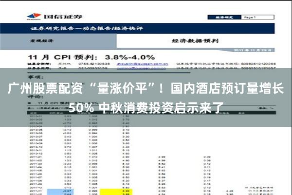 广州股票配资 “量涨价平”！国内酒店预订量增长50% 中秋消费投资启示来了