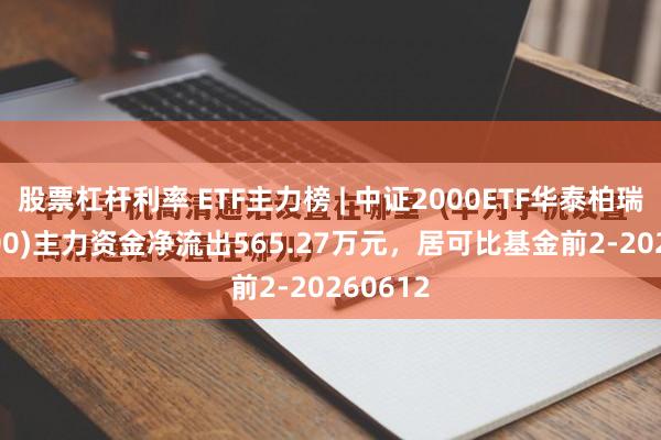 股票杠杆利率 ETF主力榜 | 中证2000ETF华泰柏瑞(563300)主力资金净流出565.27万元，居可比基金前2-20260612