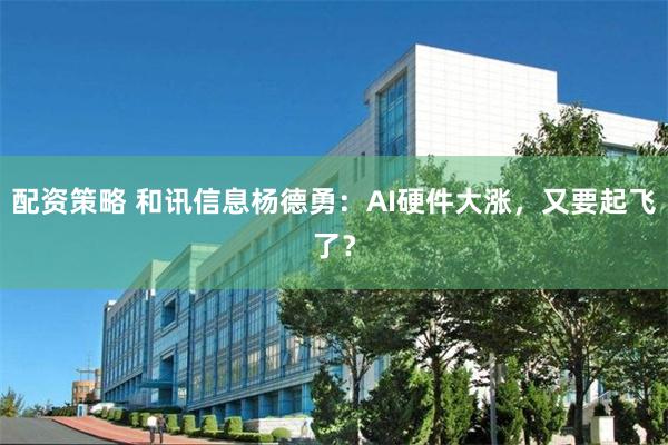 配资策略 和讯信息杨德勇：AI硬件大涨，又要起飞了？